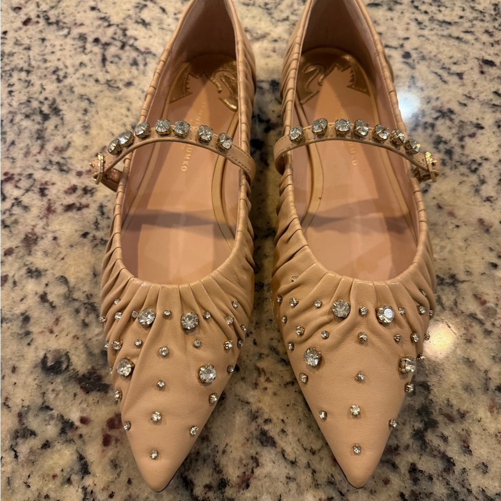 Antonio Melani x Jennifer Symko Lyssa Lou Leather Studded Mary Jane Flats - Picture 2 of 7